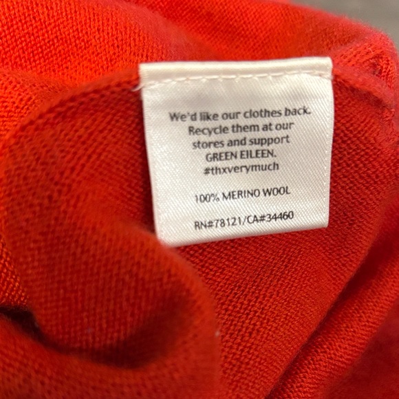 Eileen Fisher Merino Wool Red Orange Knit Longline Tunic Sweater Top - Picture 6 of 11